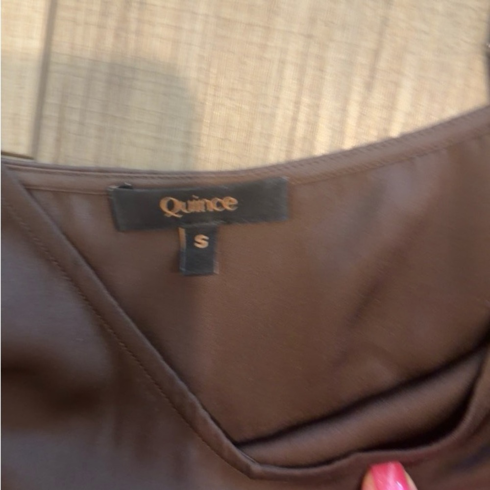 Quince Brown Satin Spaghetti Strap Cami - Picture 4 of 4